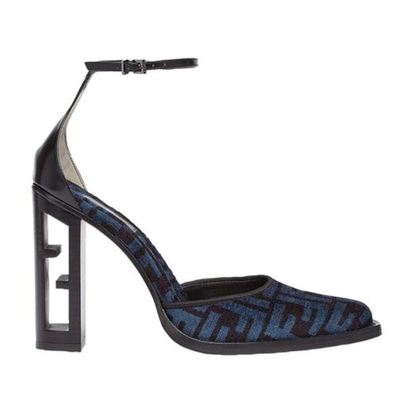 Fendi Cloth Heels Blue/Black - 39 - Picture 1 of 3